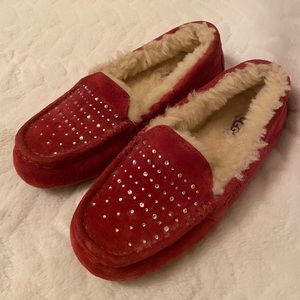 UGG Ansley Bling Suede Moccasin Slippers Size 5